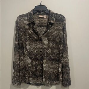 Chico's Brown Patterned Button Down Shirt